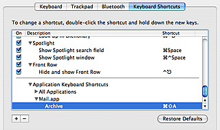 Mail.app Keyboard Shortcut